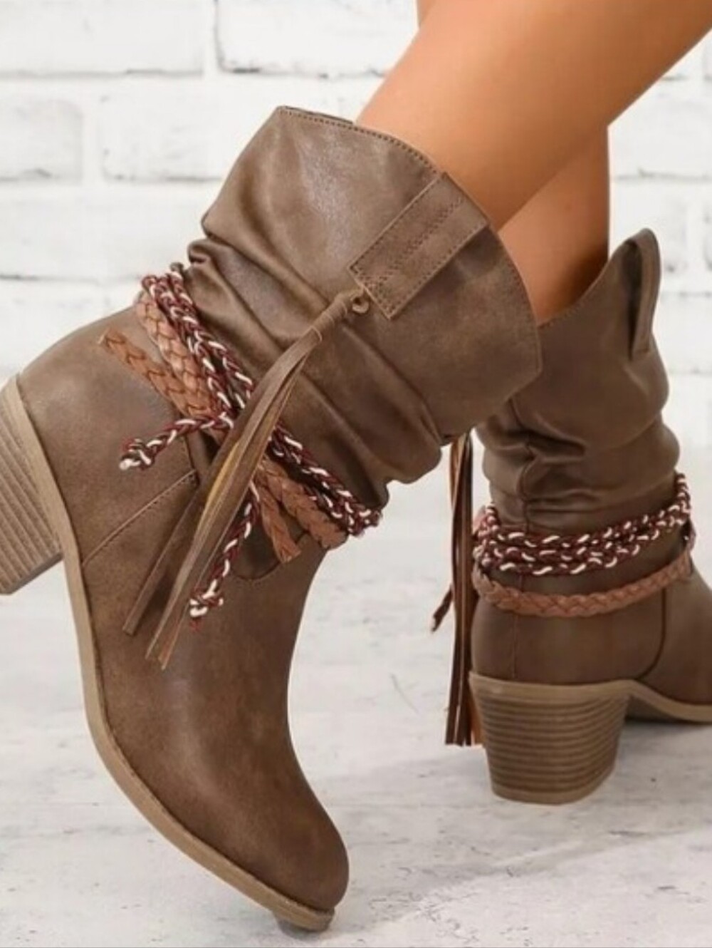 Elegant Women Shoes Classy Lady Shoes Ruffled Braid Rope Ring Buckle Tassel
